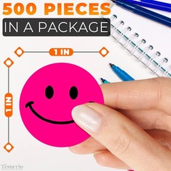 Smiley Face Sticker Roll 500 Pcs 1×1 Inch Fun Multicolor Happy Face Stickers
