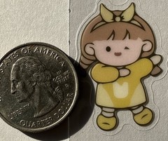LITTLE GIRL WINKING Mylar Stickers(6pc)Kid•Teapot•Cake•Ice Cream•Card Making•