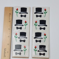 24 Vintage Mrs Grossmans Top Hat Rose Bow Tie Sticker Strips Wedding Prom 288 Pc