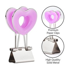 Heart Shape Medium Paper Clips, Binder Clips, Easy Grip, Assorted Color, Scho…