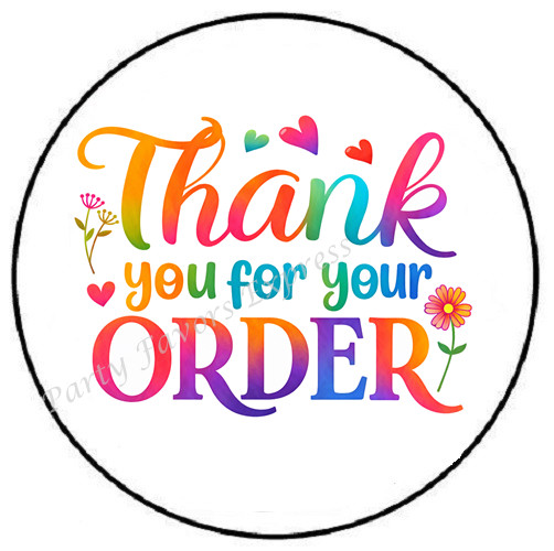 THANK YOU FOR YOUR ORDER ENVELOPE SEALS LABELS STICKERS PARTY FAVORS