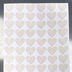 White/Ivory Glitter Heart Sticker Sheet! – Choose a Size – Cute & Sparkly!