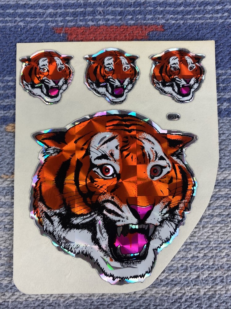 Vintage 1980s Prism Tiger Head Stickers Sheet Vending Machine