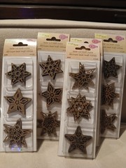 HUGE LOT Crafters Square 90 Wood STARS Laser Cut Kraft Icons 15 packs of 6 stars