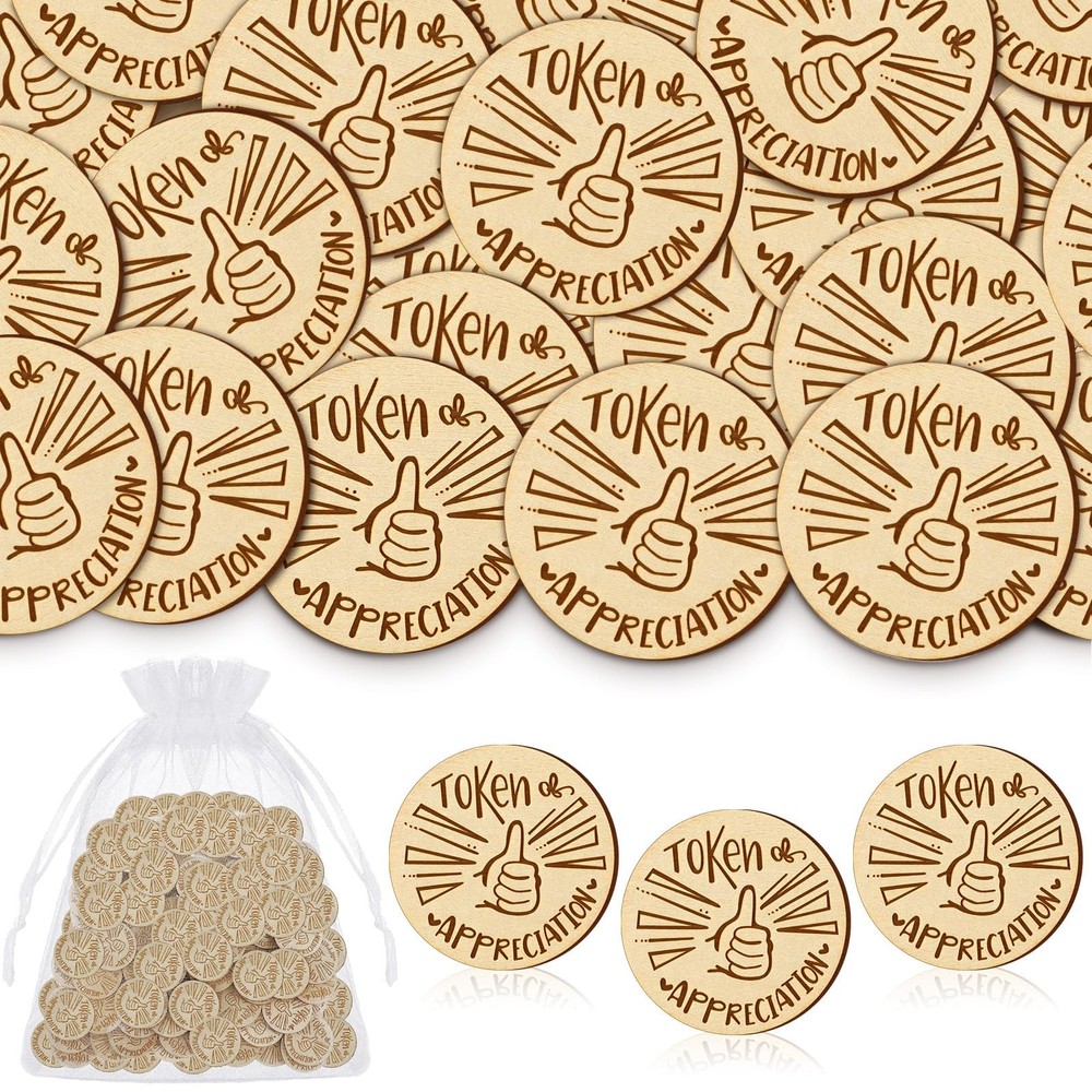 120 PCS Token Appreciation Coins Bulk Wooden Kindness Thumbs Up Student Kids