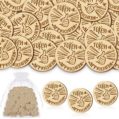 120 PCS Token Appreciation Coins Bulk Wooden Kindness Thumbs Up Student Kids
