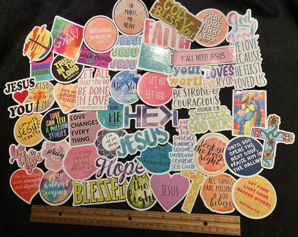 LOT of 10 Religious Inspirational Bible Stickers God Faith Scripture Jesus Verse