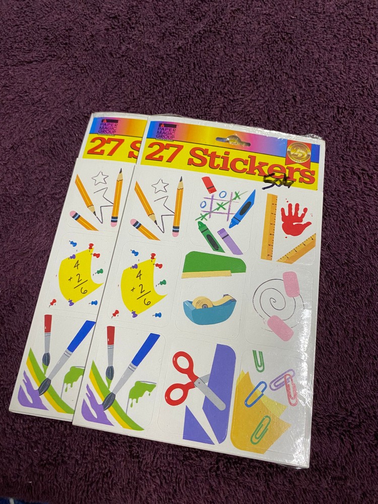 Vintage Paper Magic Group 27 Stickers Smiley Faces Teachers School 2 sheets