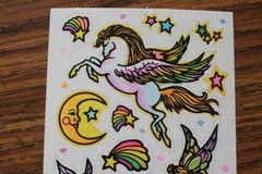 Rare 1982 Illuminations Fantasies Sticker sheet Unicorn Fantasy fairies sun moon