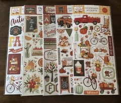 Carta Bella Chipboard Accents/Phrases Fall Theme (lot of 5)
