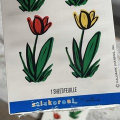 Lot of 2 Hallmark Stickeroni Colorful Tulip Flowers 1 Sheet, 12 Counts Total New
