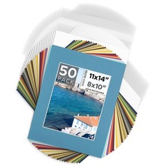 Mat Board Center, Pack of 50, 11×14 for 8×10 Mix Color Mat Kit – Acid Free,