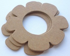 {4} OPEN SCALLOP FLOWER – Bare Unfinished Chipboard Die Cuts – 3 1/4″ inch