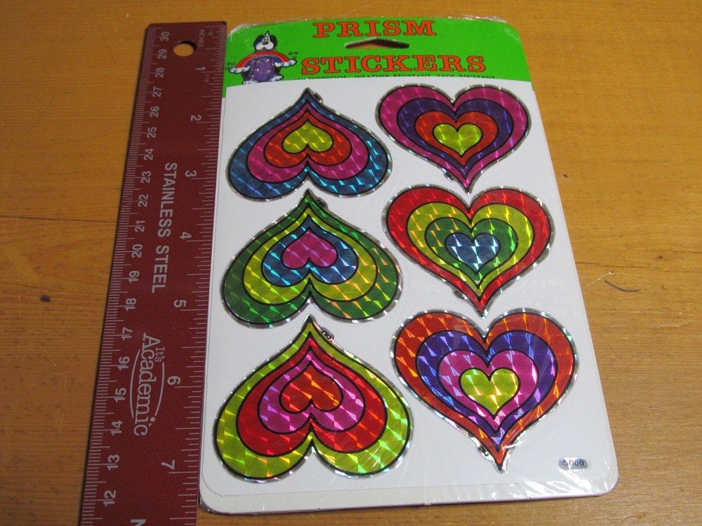 PRISM STICKER SHEETS VINTAGE HEARTS RAINBOW MULTI COLOR VINTAGE PRISMATIC NIP