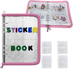 A5 Sticker Storage Book, 40 Pages, 180 Pockets, Pink