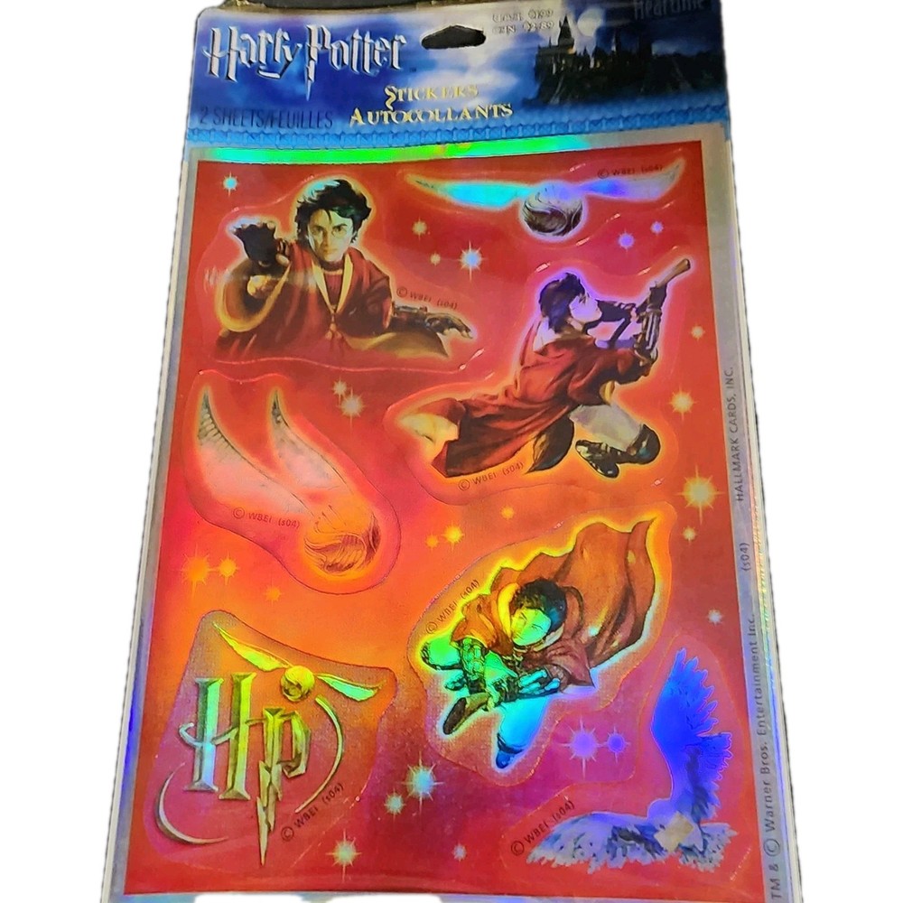 Vintage Harry Potter Foil Shiny Sticker 2 Sheet Sealed Unused Heartline Hallmark