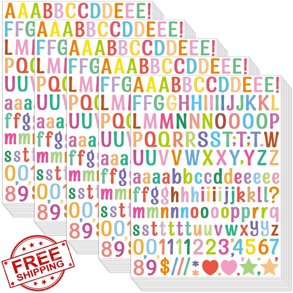 Gretion Colorful Alphabet Stickers 0.5 Inch 60 Sheets