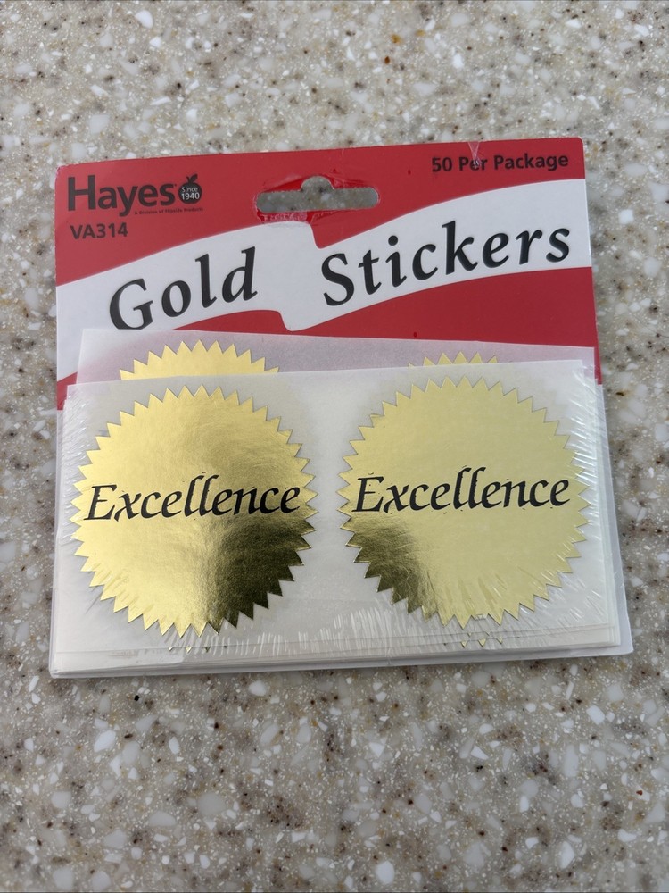 Hayes Va314 Excellence Stickers 2 Inch Round 50 New Sealed Gold Music Award
