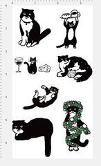Black and White Cat Sticker Funny Tuxedo Cat Decals Aesthetic Kitty Vinyl Sheet