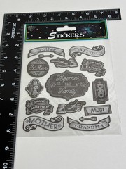 Nicole Quality Value Family Stickers 15 Pcs Black & White