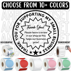 40 THANK YOU STICKERS 2″ ROUND LABELS SEALS SHOP SMALL REVIEW SCRATCH RESISTANT