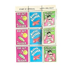 VTG 1980s Lick & Stick Stamps Encouragement Math Reading Retro Mod Lot Of 11