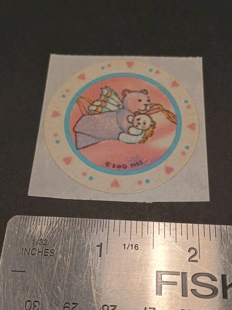 Vintage Stickers Small World Greetings Bear Angel Pastel Sticker Mod VTG 80’s