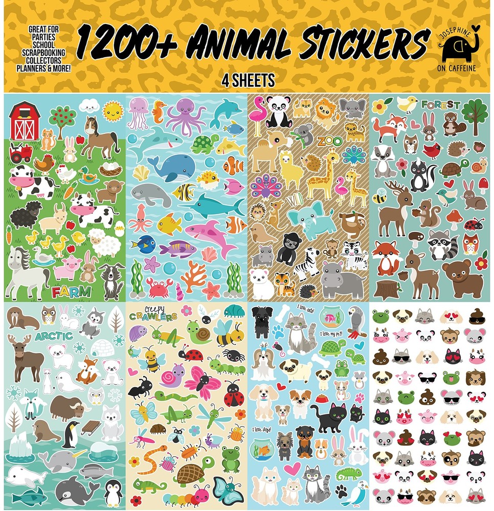 Animal Stickers (1200+ Assorted Stickers) Calendar, Reward, Planners & Scrapb…