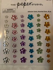 THE PAPER STUDIO 3D ADHESIVE GEMSTONE MULTI-COLOR MULTI-SIZES FLOWERS 48PCS