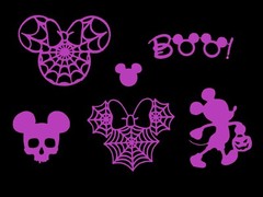DISNEY HALLOWEEN MICKEY & MINNIE MOUSE, SPIDER, SKULLS, + (BLK, ORANGE, PURPL)