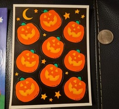 Vintage Hallowen sticker sheet bundle lot puffy scratch and sniff ghost pumpkin