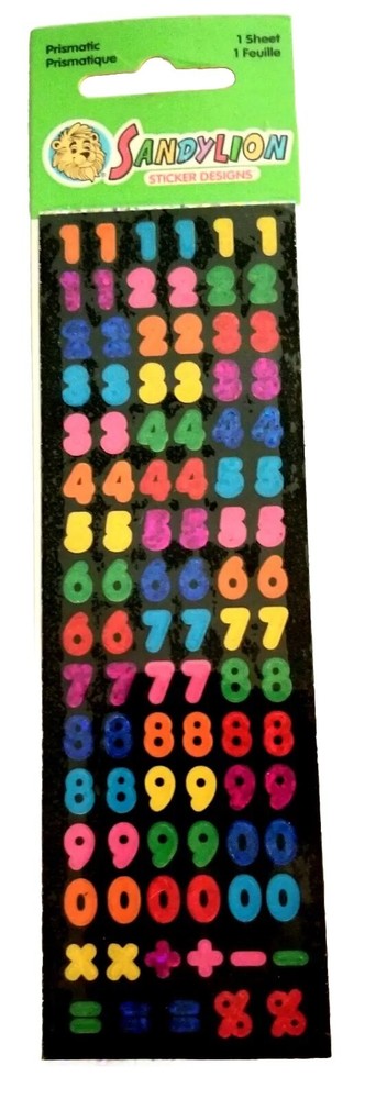 Numbers Stickers. Prismatic. Calculations. 1 Sheet. Brand New.