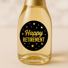 Happy Retirement Gold Foil Stickers – 100 Pcs 1.6 Inch Round, Black & Gold Star