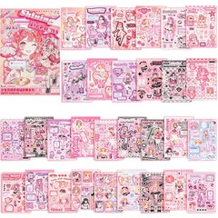 Auguro Cute Scrapbook Stickers Book – 500 Pre-Cut A5 Size Girl Pink