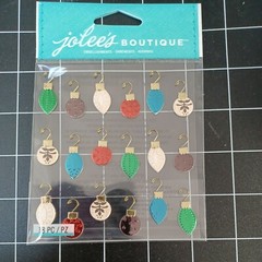 STICKERS Christmas lights snow mini ornaments tree metallic dollhouse emboss