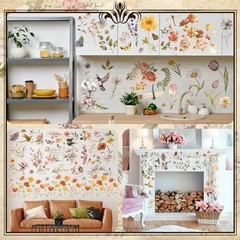 25 Vintage Flower Rub-On Transfers – Wildflower Stickers for DIY Crafts & Home D