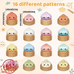 Feuid Gniea Cute Dumpling Roll Stickers – 2 Rolls 1000Pcs Cartoon Dumpling Wa…