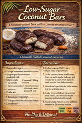 Chocolate Coconut Brownies Recipe Cards Set of 4 Printed Baking Cards