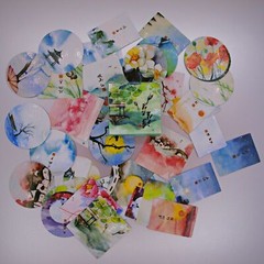 Cute Asian Landscape Stickers — 40 stickers in box — Scrapbooking Craft Fun