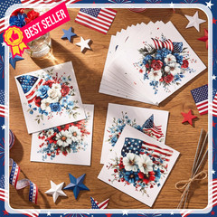 Harloon 15 Sheets 4th of July Patriotic Flower 5.9 x inches, Multicolor