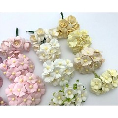 175 MIXED 3 Styles Cottage + Cherry Blossom Paper Flower Scrapbook (CCS Kit-B3)