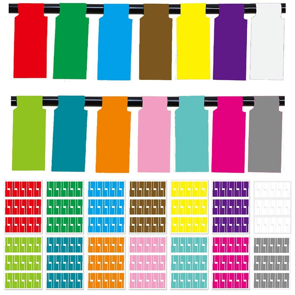 14 Sheet Multicolor Cable Labels, 420 Pcs Waterproof Vinyl P-Shaped Cable Tag…