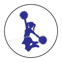 CHEERLEADER ENVELOPE SEALS LABELS STICKERS FAVORS -available in different colors