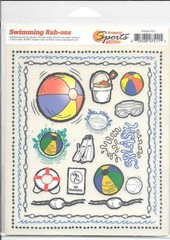 SCRAPPIN SPORTS Swimming Rub-Ons Summer Beach Ball Life Preserver Rope Glasses