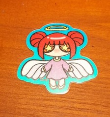 Angel Sticker Glow in the Dark Red 1 inch