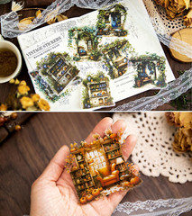 60PCS Vintage Scrapbooking Supplies, Flower Window Scrapbook Stickers Aesthetic