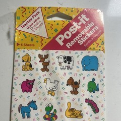 Vintage NOS 3M Stickers 1989 Animals Dog Pig Reindeer Turtle Cow Duck Elephant