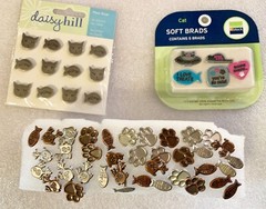 5 Diff Sets of Decorative Cat & Flower Themed Brads-Assorted Brands -You Choose