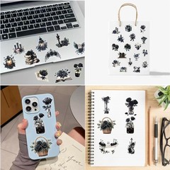 50 Pcs Dark Aesthetic Gothic Transparent Stickers,Black Rose Flower Stickers Pac