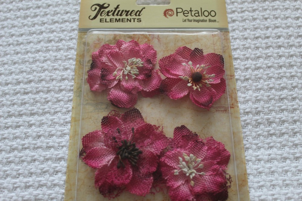 Petaloo Textured Elements «Fuchisa Burlap Blossoms» 1200-212- 4 per Package!